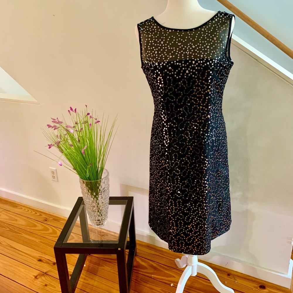 Donna Ricco black/silver sequin dress